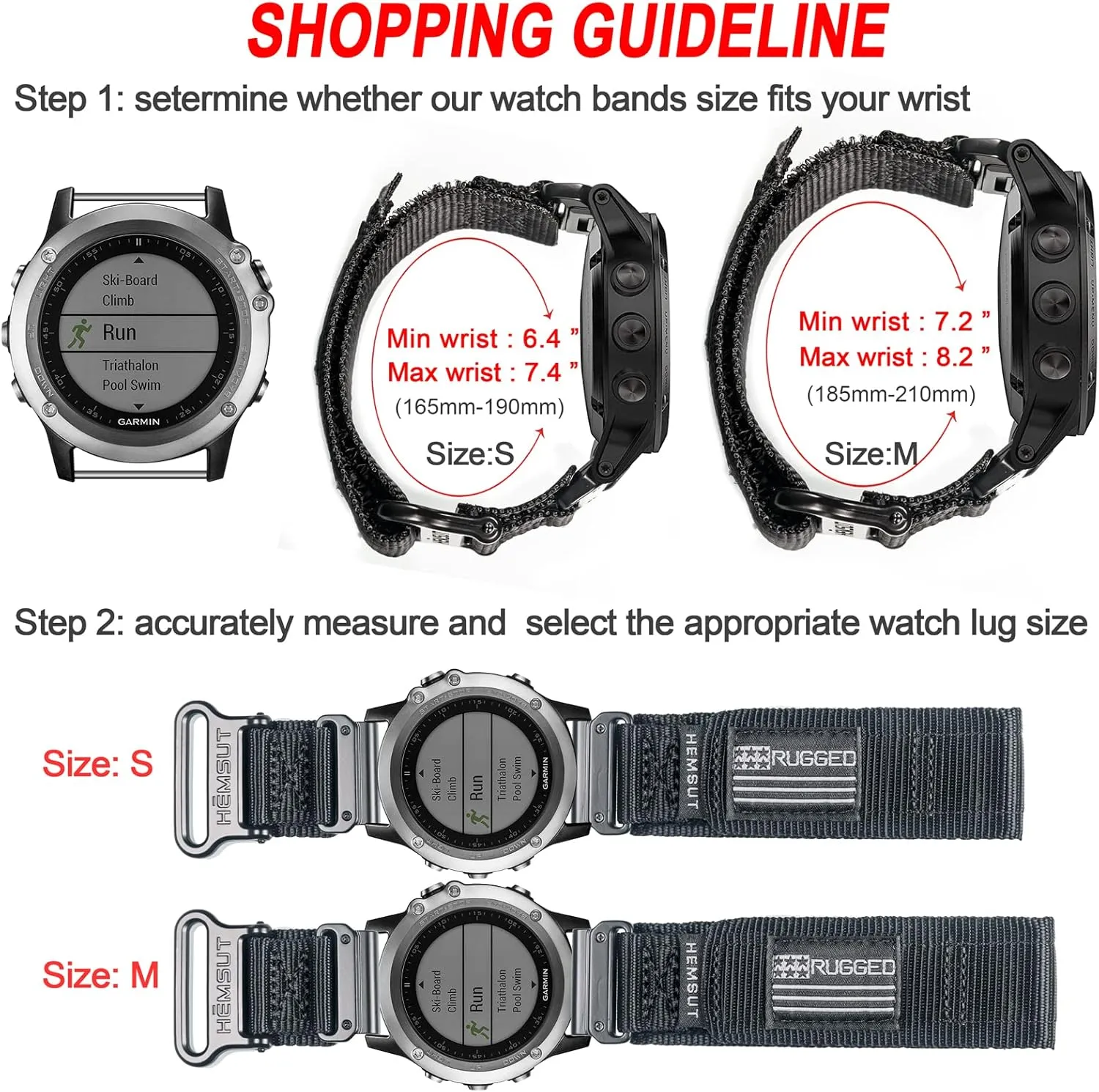 Compatible With Garmin Watch Band, Super Rugged Nylon Sports Strap With Woven Loop Design, For Fenix/Forerunner/Approach/MARQ/Quatix/D2 Series Tough Replacement Band For Men