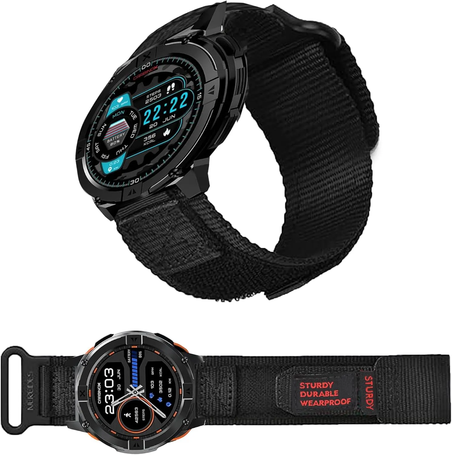 Compatible with OUKITEL Smart Watch Bands, 22mm Rugged Nylon Sports Strap with Woven Loop Design Compatible with OUKITEL BT10, BT20, BT80, BT101, BT103 Smart Watch