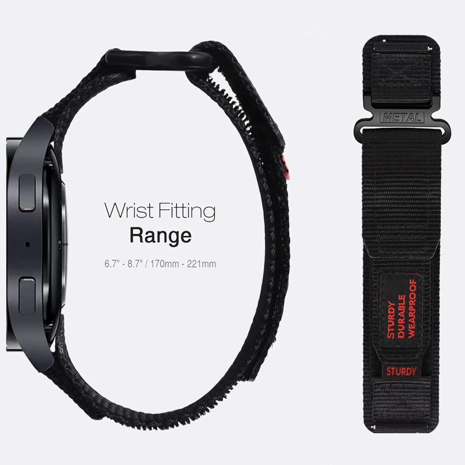 Compatible with OUKITEL Smart Watch Bands, 22mm Rugged Nylon Sports Strap with Woven Loop Design Compatible with OUKITEL BT10, BT20, BT80, BT101, BT103 Smart Watch