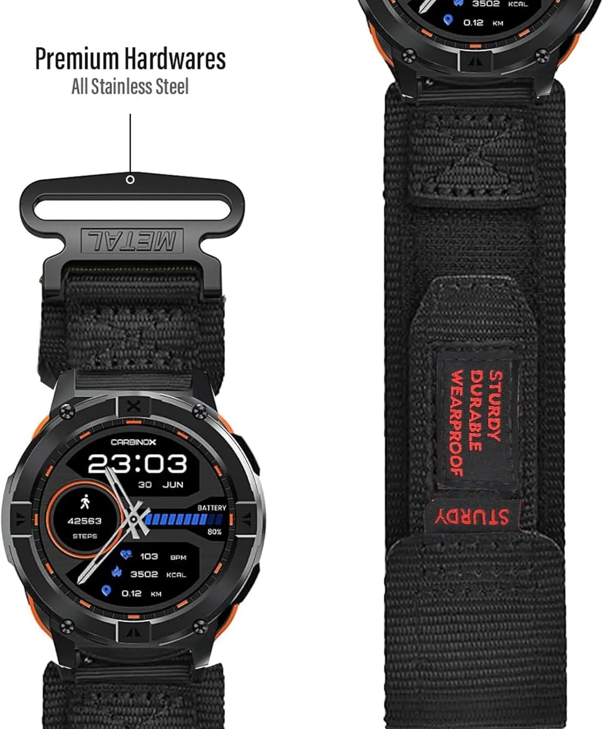 Compatible with OUKITEL Smart Watch Bands, 22mm Rugged Nylon Sports Strap with Woven Loop Design Compatible with OUKITEL BT10, BT20, BT80, BT101, BT103 Smart Watch