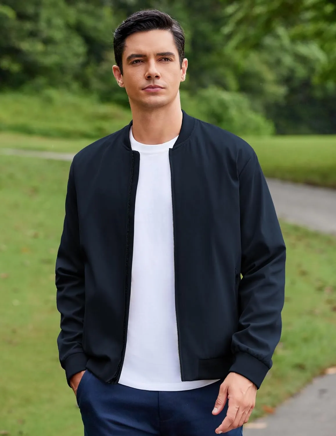 COOFANDY Men's Bomber Jacket Lightweight Casual Stylish Light Flight Jacket Windbreaker Varsity Jackets