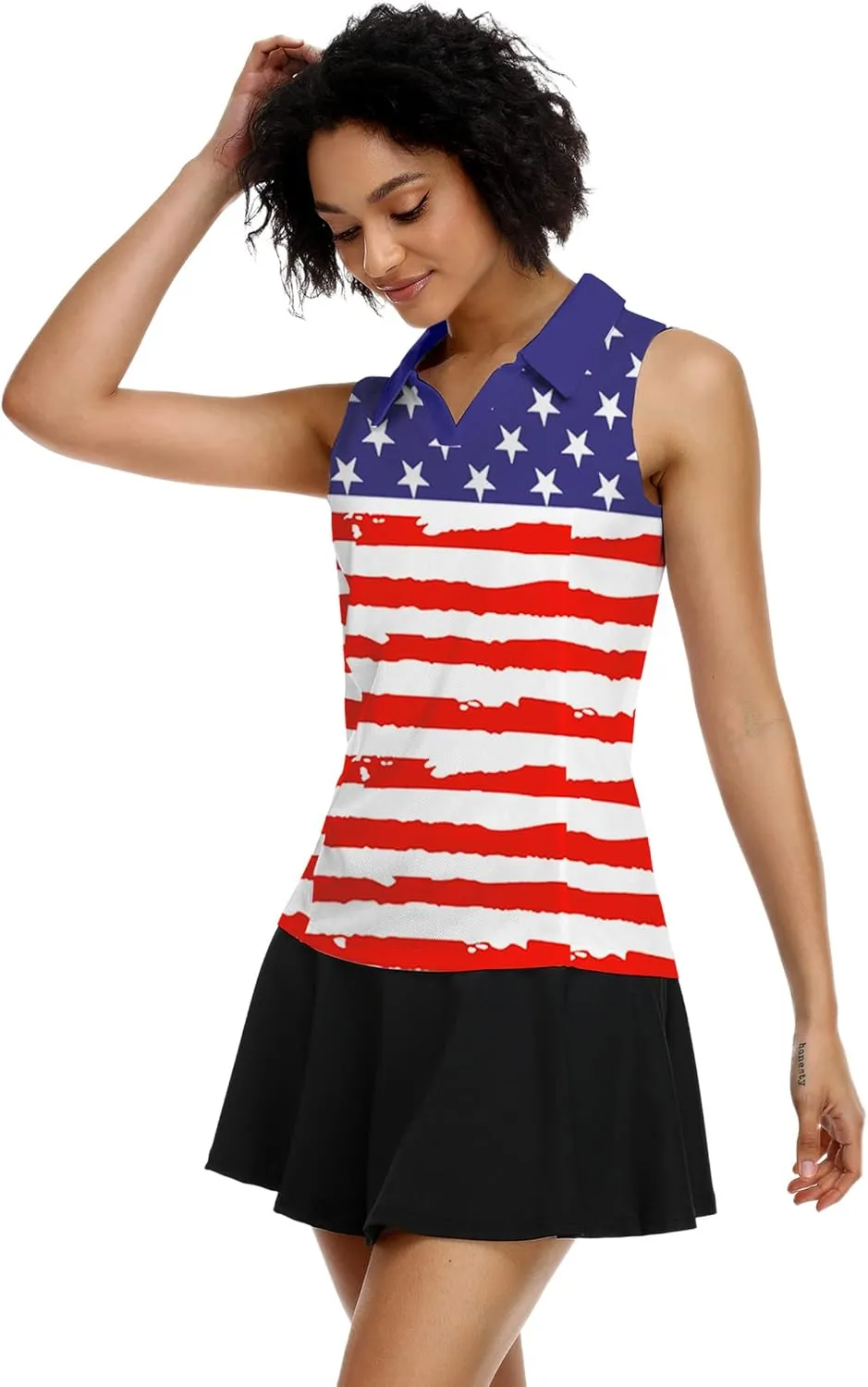 COOrun Women's Golf Polo Shirts Sleeveless Quick Dry Tennis T-Shirts Lightweight V-Neck with Collar Tank Top