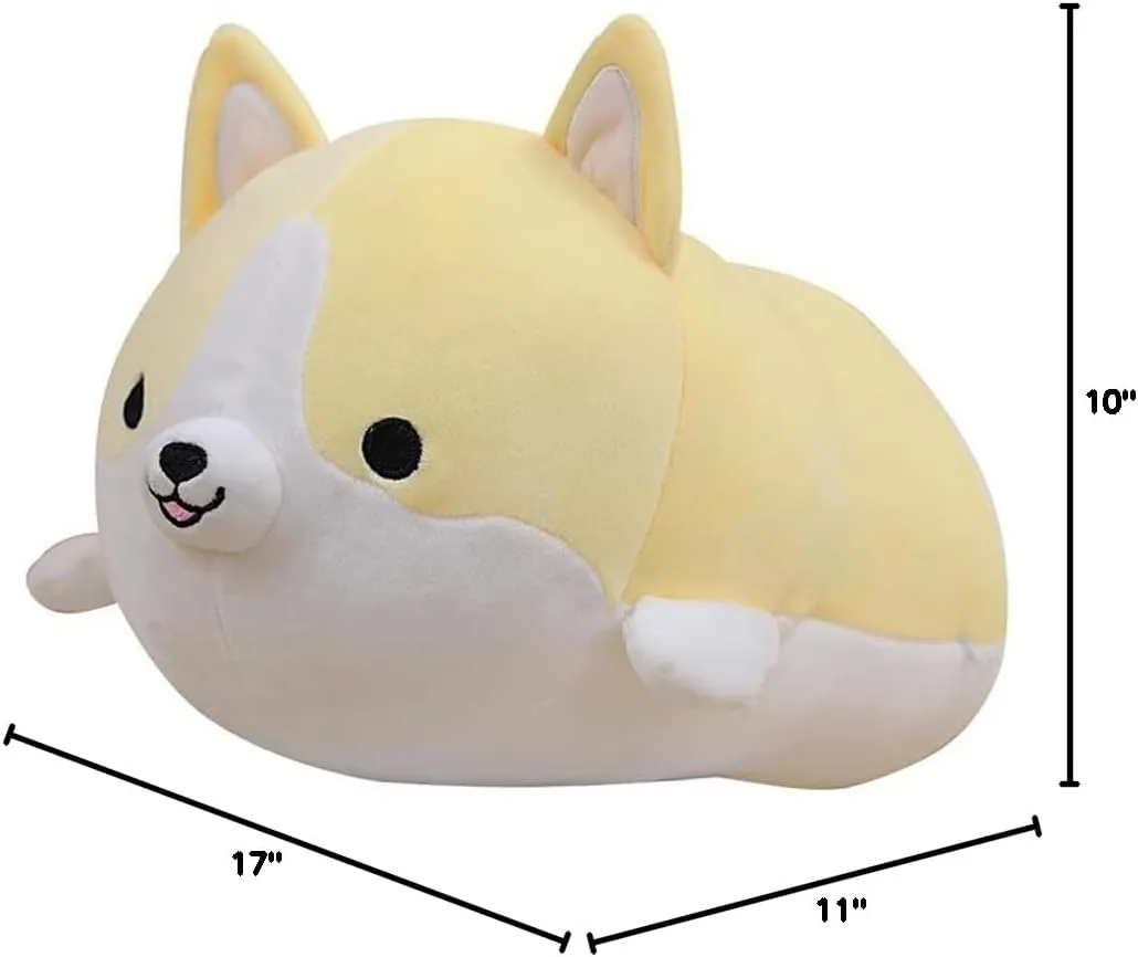 Corgi Dog Plush Pillow, Cute Shiba Inu Corgi Butt Stuffed Animal Toys Gifts for Bed, Valentine, Kids Birthday, Christmas (Yellow, 17.3inch)