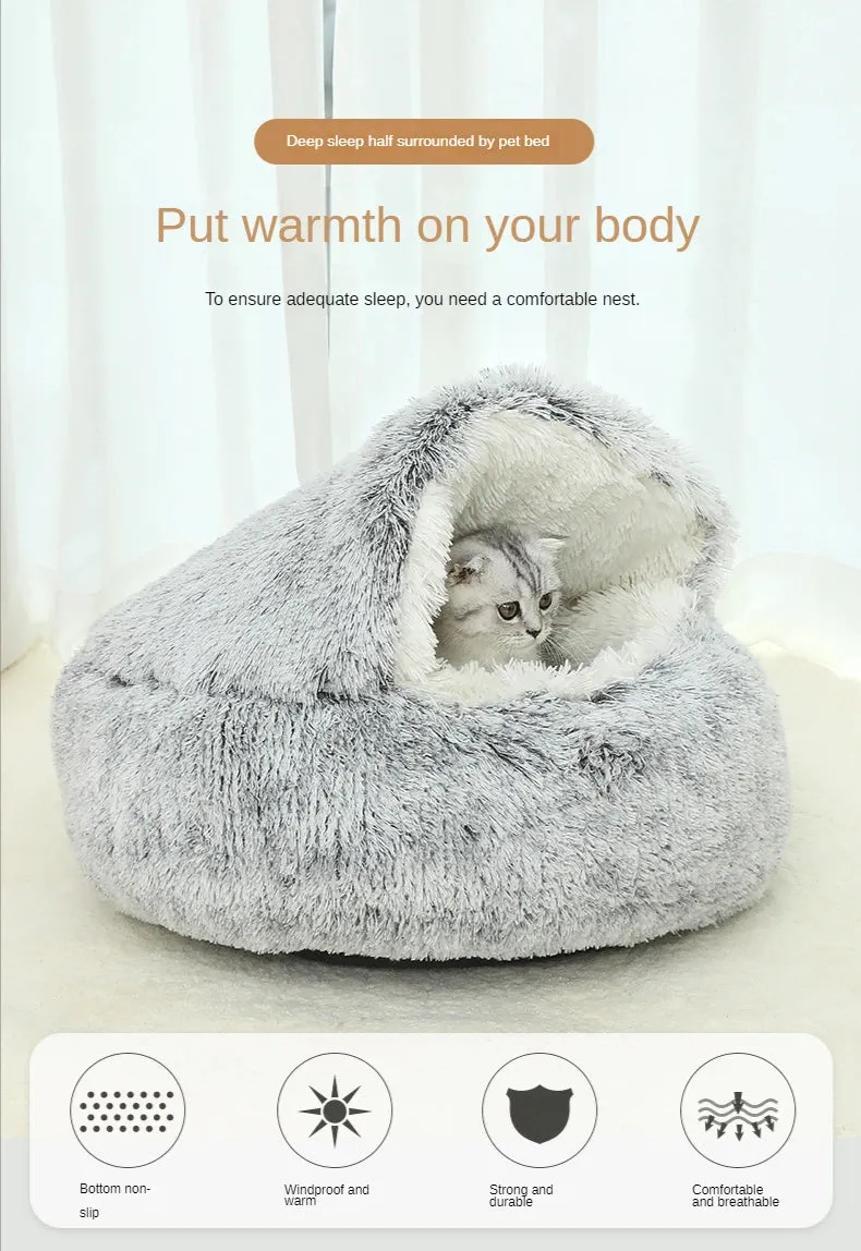 CozyNest 2-in-1 Plush Pet Cat Bed & Cushion for Dogs and Cats