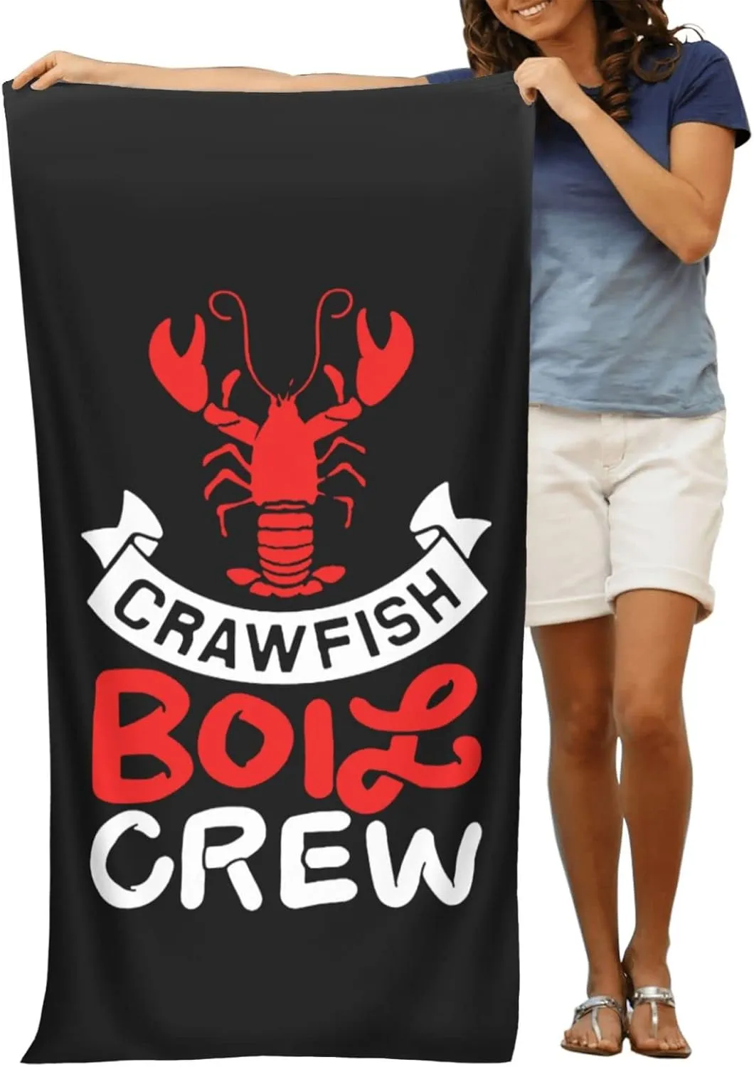 Crawfish Boil Crew Extra Large & Super Soft Beach Towel - Oversized Quick-Drying Sand Towel, Highly Absorbent, Perfect for Beach & Pool