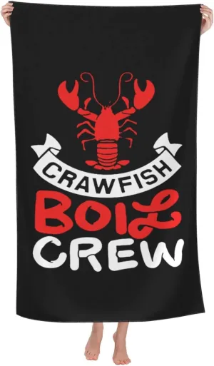 Crawfish Boil Crew Extra Large & Super Soft Beach Towel - Oversized Quick-Drying Sand Towel, Highly Absorbent, Perfect for Beach & Pool