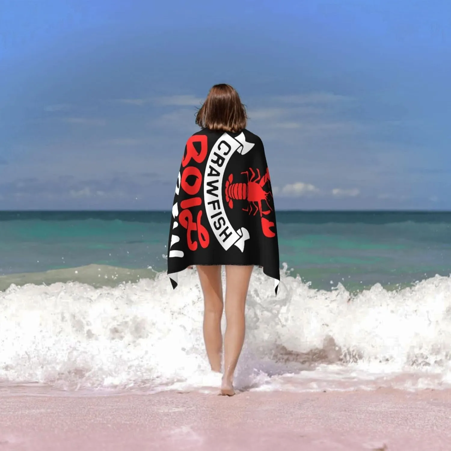 Crawfish Boil Crew Extra Large & Super Soft Beach Towel - Oversized Quick-Drying Sand Towel, Highly Absorbent, Perfect for Beach & Pool