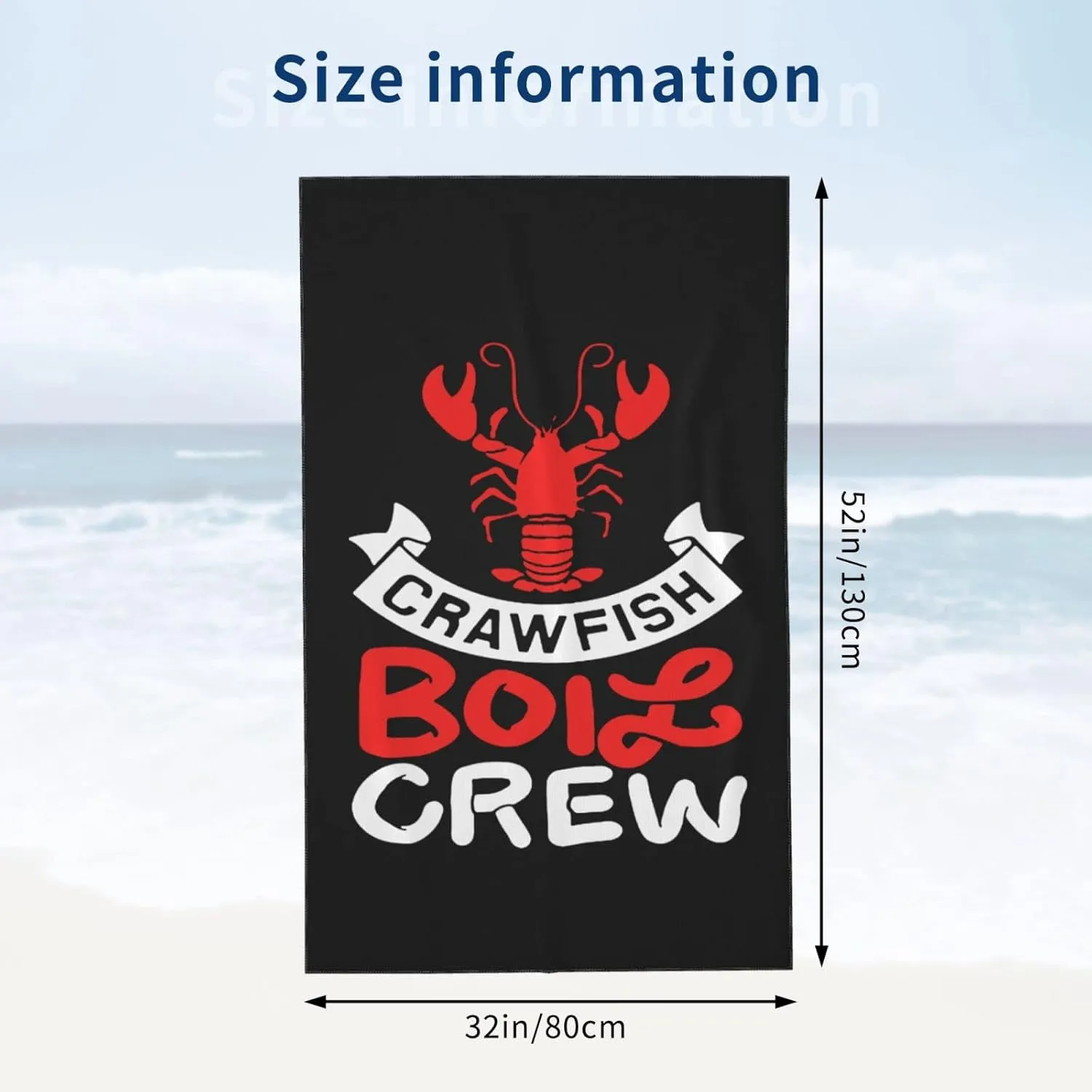 Crawfish Boil Crew Extra Large & Super Soft Beach Towel - Oversized Quick-Drying Sand Towel, Highly Absorbent, Perfect for Beach & Pool
