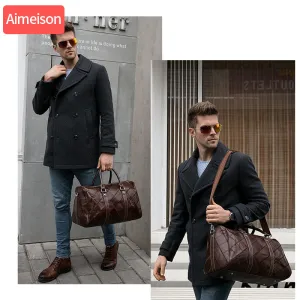 Crazy Horse Genuine Leather Travel Bag Men Vintage Travel Duffel bag big Cow Leather Carry On Luggage Weekend large shoulder Bag