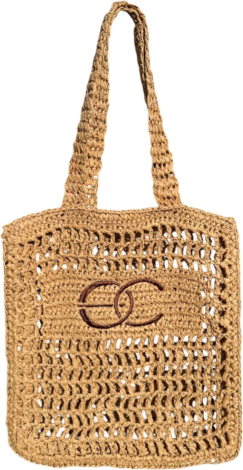 Crochet Woven Straw Mesh Tote Bag for Women - Lightweight, Versatile, and Stylish Handbag - Perfect for Summer, Beach, Vacation, and Daily Use - Great Gift Idea