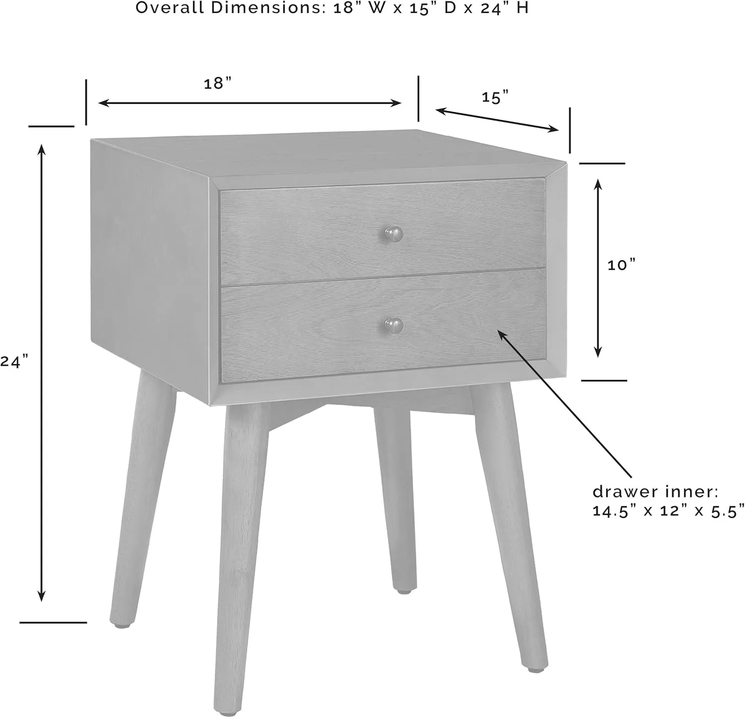 Crosley Furniture Landon Nightstand Side Table with Drawer, Acorn
