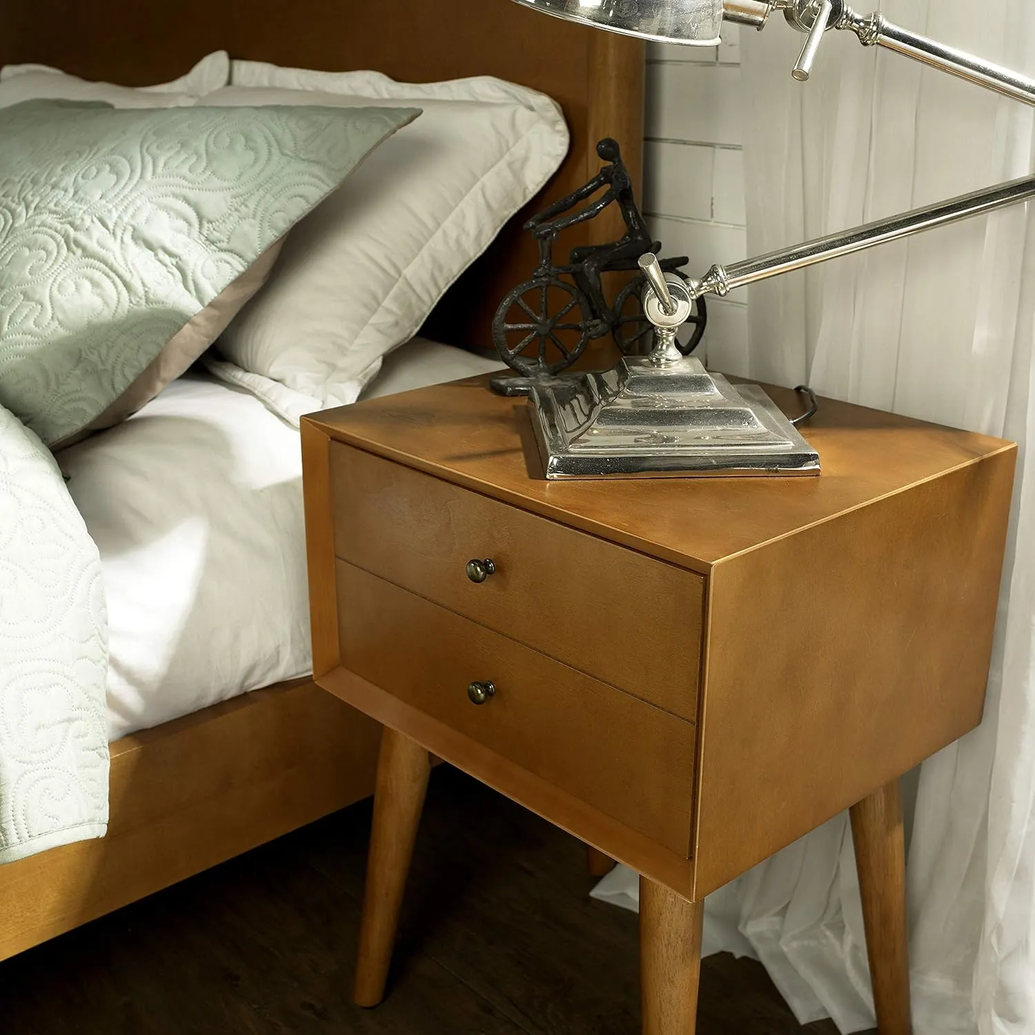Crosley Furniture Landon Nightstand Side Table with Drawer, Acorn