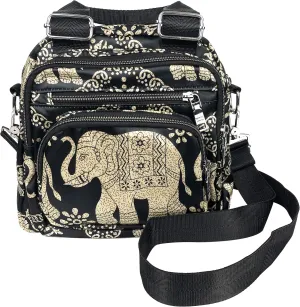 Crossbody Bag for Women Multi Pocket Shoulder Bag Boho Elephant Bag Casual Nylon Purse Handbag