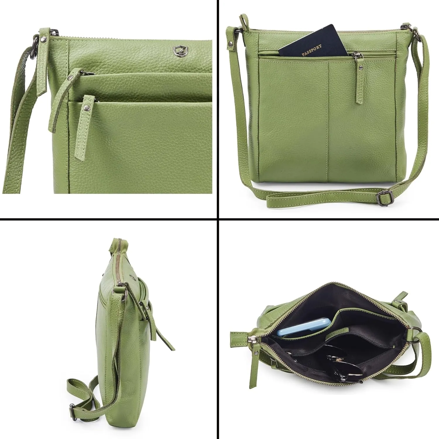Crossbody Bag for Women Trendy Real Leather Purse Small Soft Pebbled Handbags Crossover Shoulder Pocketbook