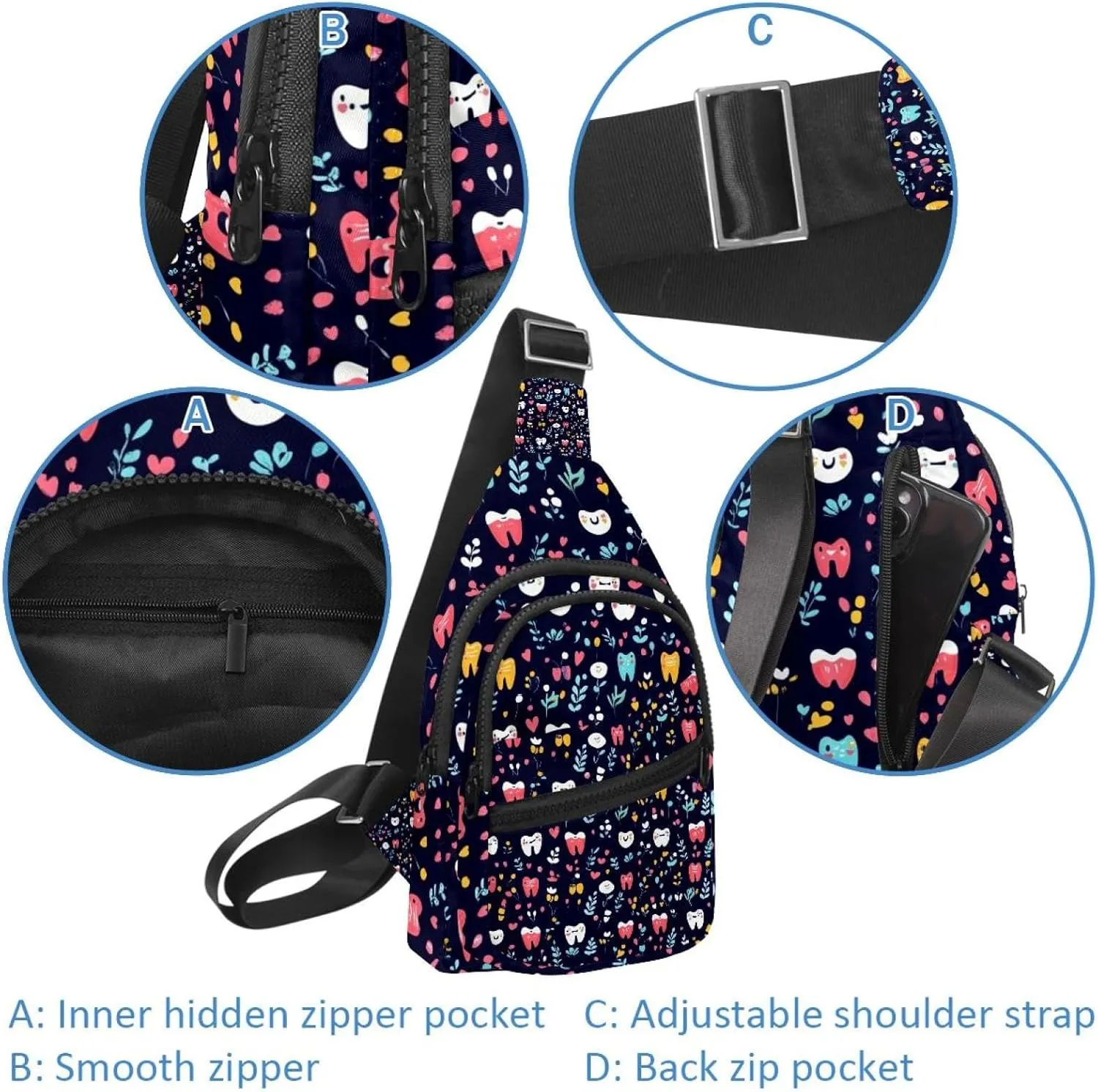 Crossbody Bags for Women Cross Body Bag for Woman Sling Bag Crossbody Bag Cute Dental (88) Sling Backpack Travel