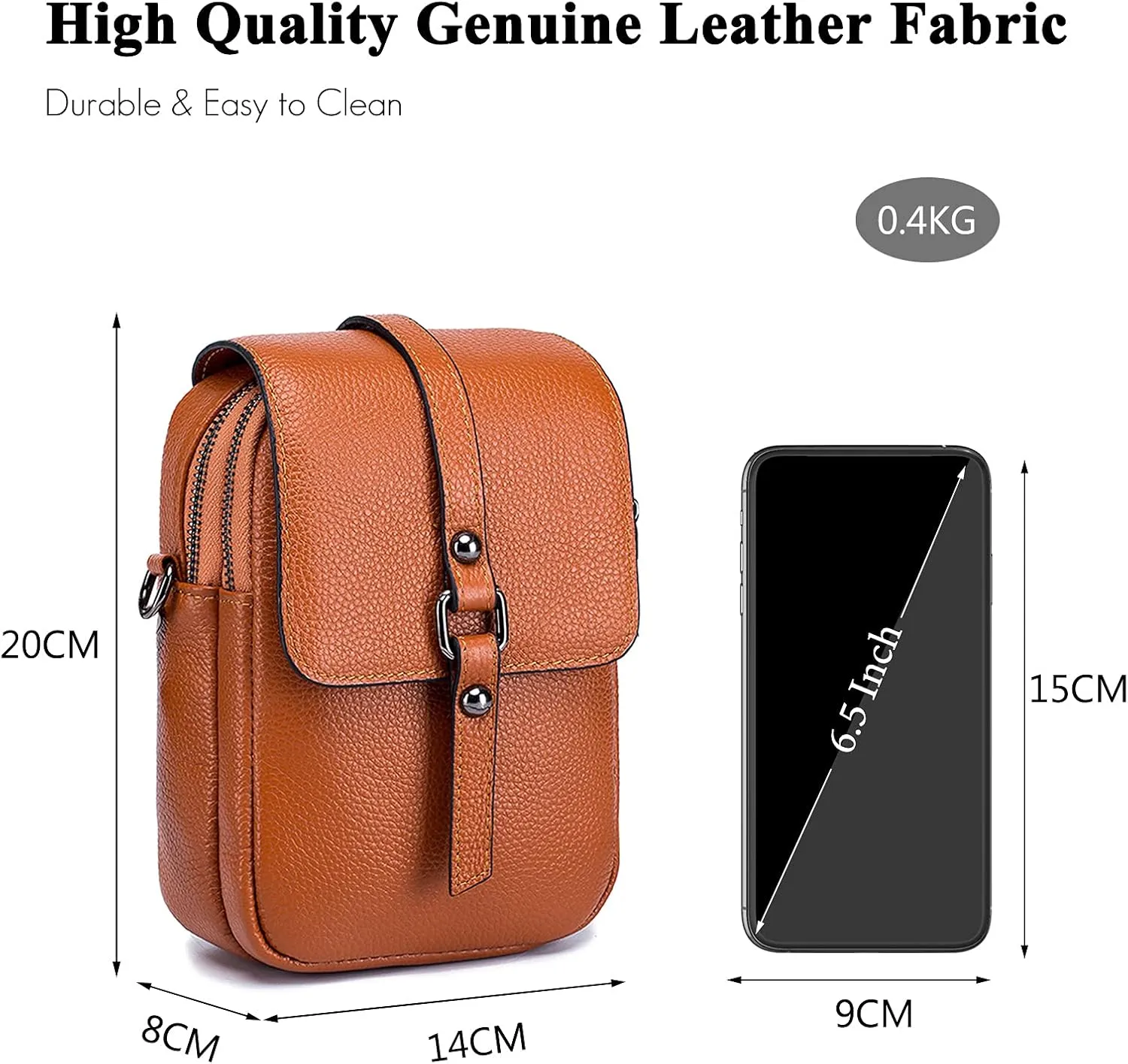 Crossbody Phone Bag Messenger Shoulder Bag Genuine Leather Phone Pouch
