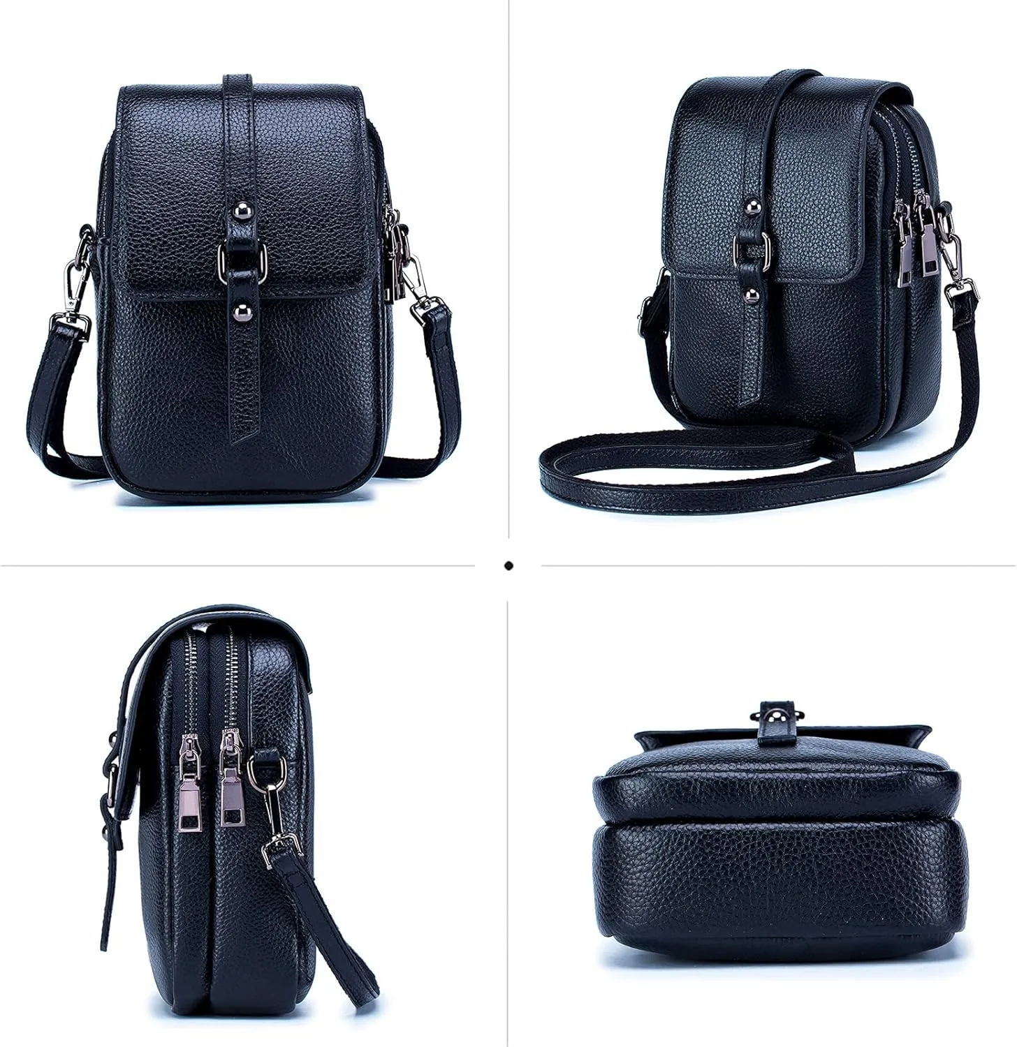 Crossbody Phone Bag Messenger Shoulder Bag Genuine Leather Phone Pouch