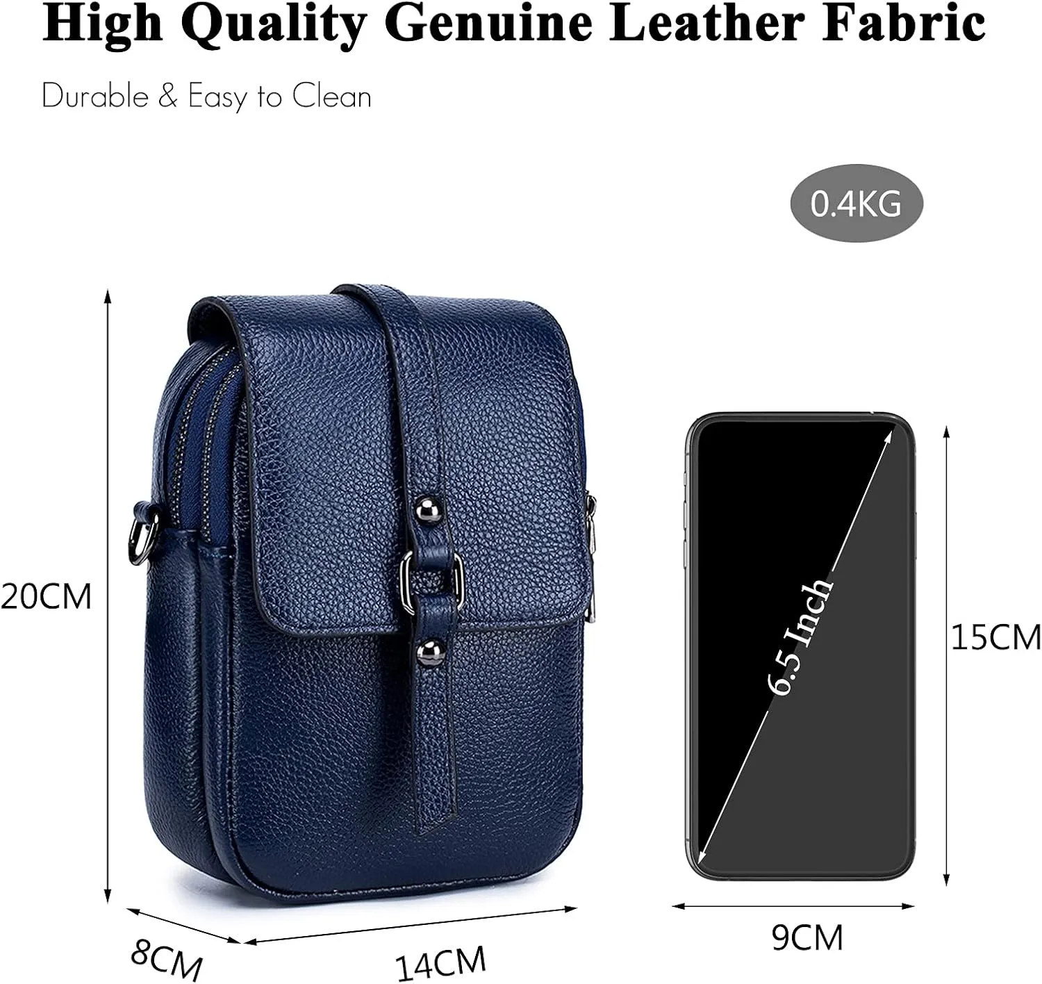 Crossbody Phone Bag Messenger Shoulder Bag Genuine Leather Phone Pouch