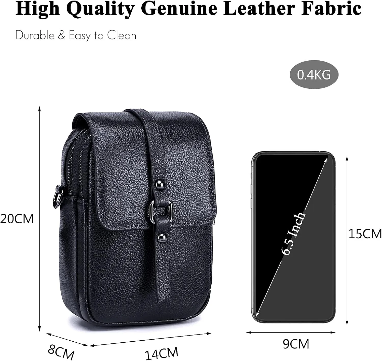 Crossbody Phone Bag Messenger Shoulder Bag Genuine Leather Phone Pouch