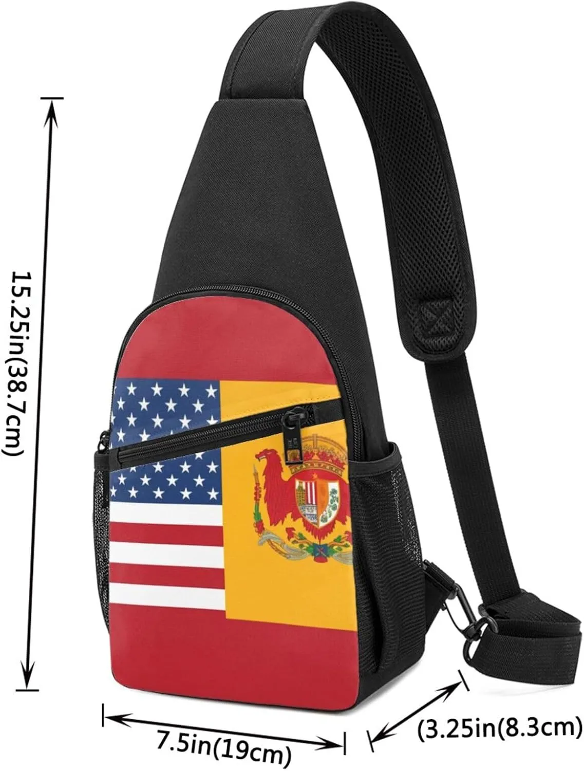 Crossbody Sling Backpack Sling Bag for Men Women Cross Chest Bag Shoulder Bag American Spain Flag Travel Hiking Daypack