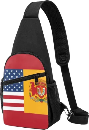 Crossbody Sling Backpack Sling Bag for Men Women Cross Chest Bag Shoulder Bag American Spain Flag Travel Hiking Daypack