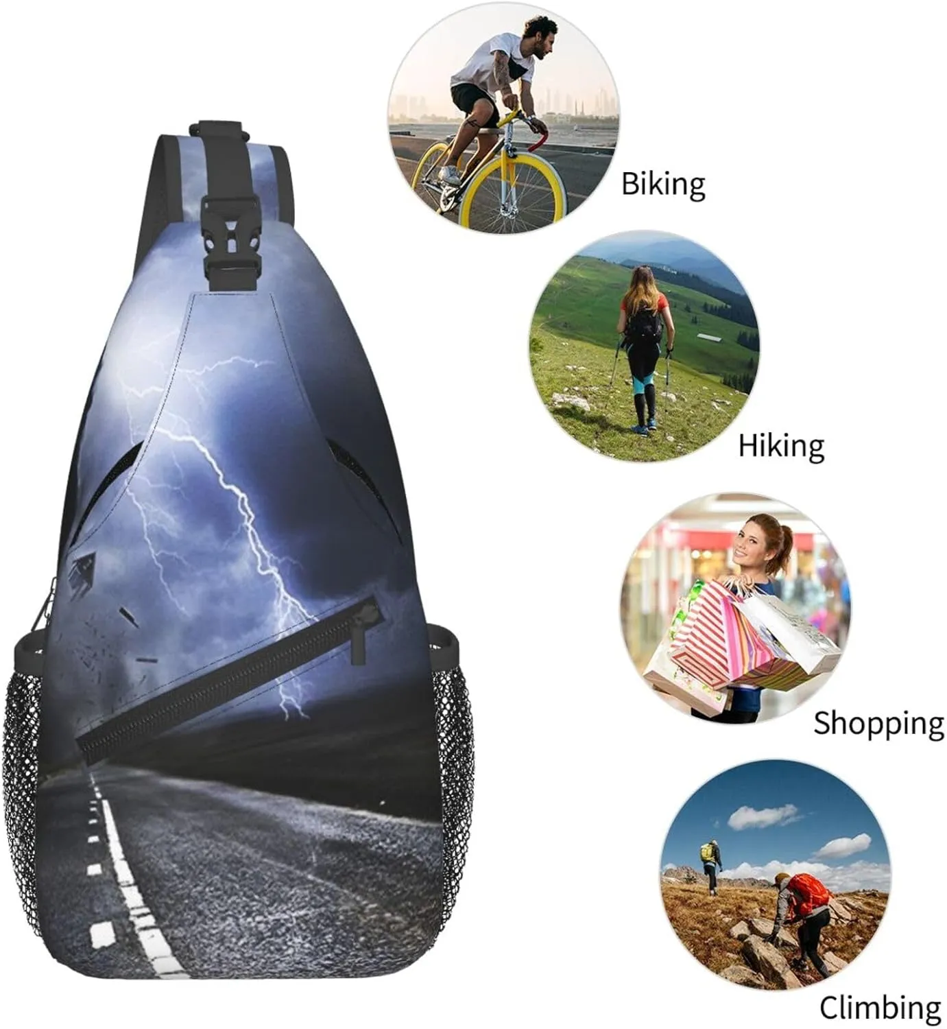 Crossbody Sling Bag for Men Women, Awesome Tornado Sling Backpack Shoulder Chest Bag, Anti Theft Travel Hiking Daypacks