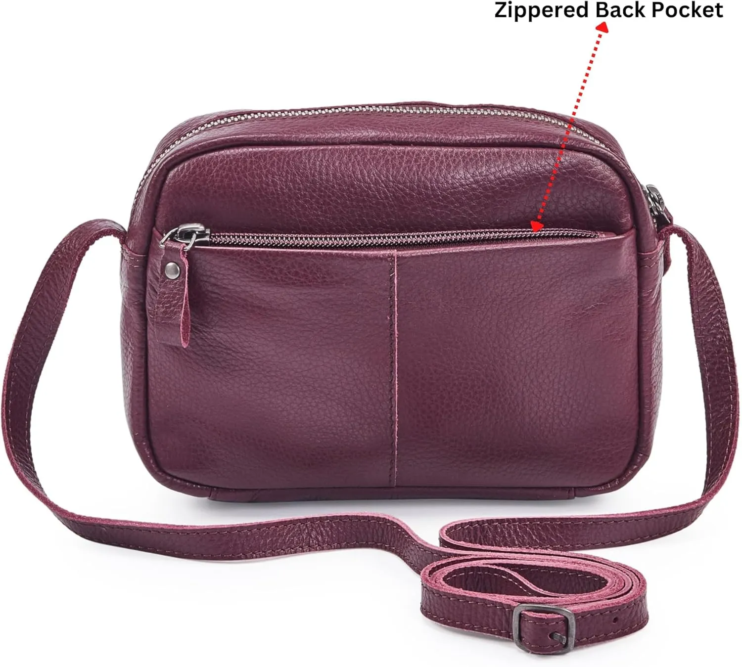 Crossbody Sling Bag for Women Trendy Real Leather Purse Mini Soft Pebbled Crossover with Card Case