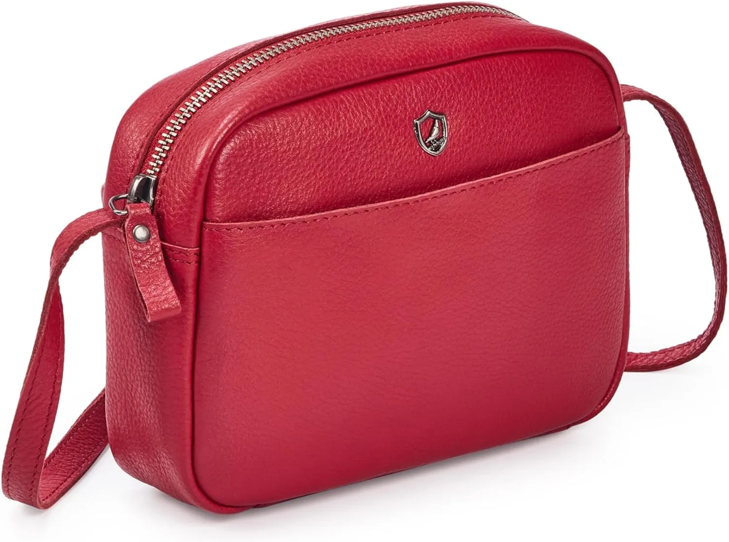 Crossbody Sling Bag for Women Trendy Real Leather Purse Mini Soft Pebbled Crossover with Card Case