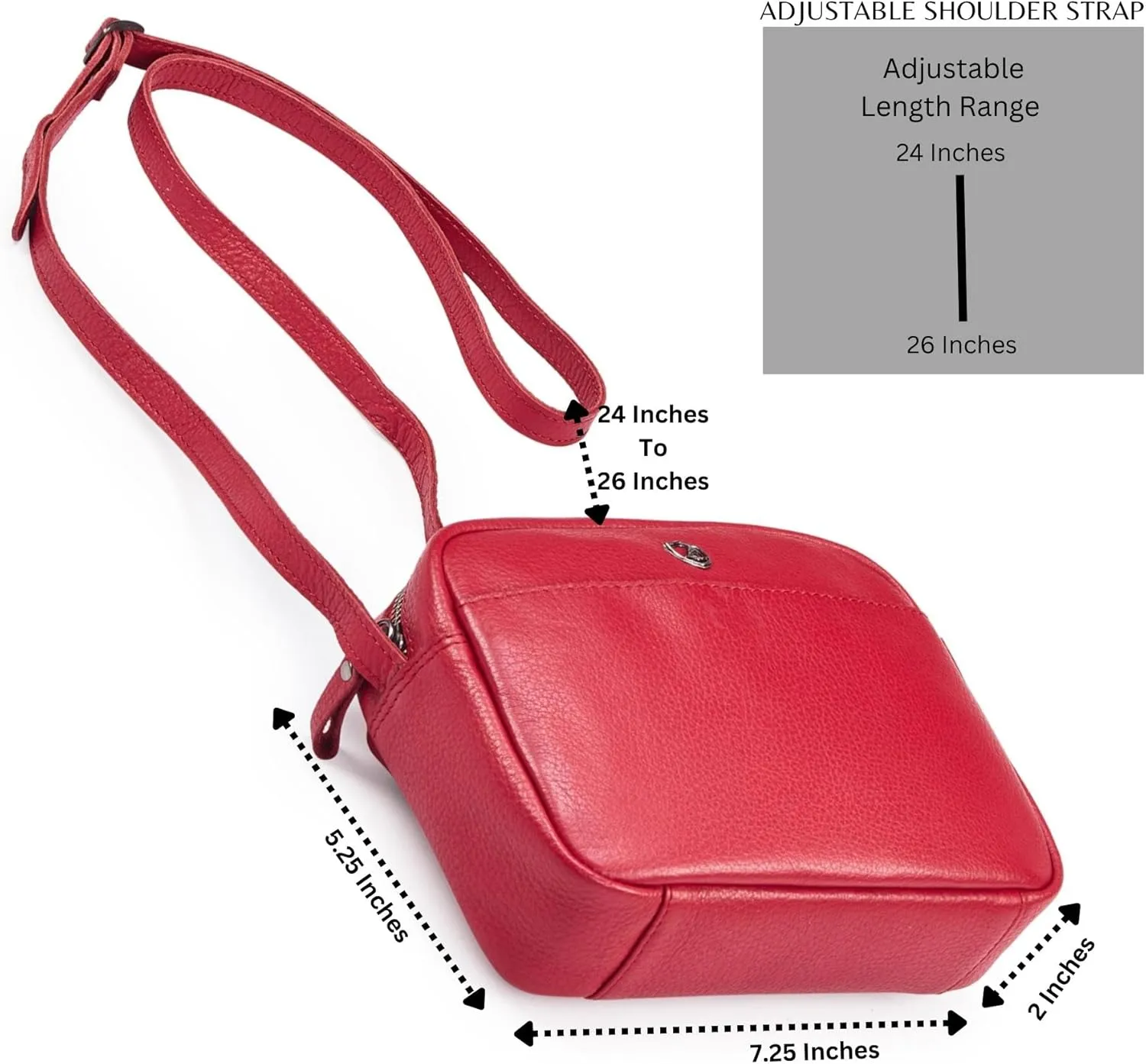 Crossbody Sling Bag for Women Trendy Real Leather Purse Mini Soft Pebbled Crossover with Card Case