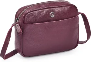 Crossbody Sling Bag for Women Trendy Real Leather Purse Mini Soft Pebbled Crossover with Card Case