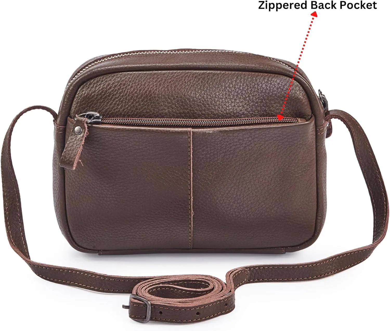 Crossbody Sling Bag for Women Trendy Real Leather Purse Mini Soft Pebbled Crossover with Card Case