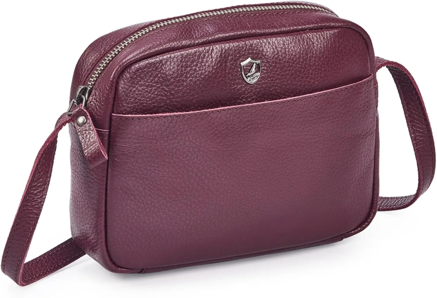 Crossbody Sling Bag for Women Trendy Real Leather Purse Mini Soft Pebbled Crossover with Card Case