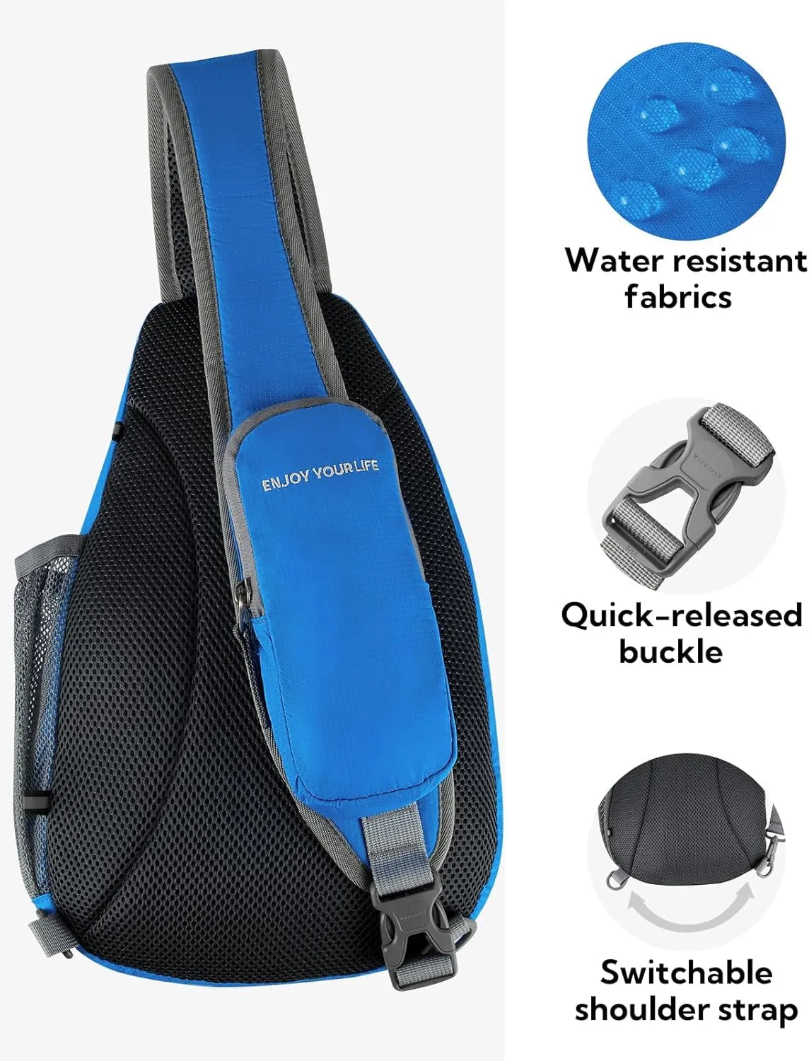 Crossbody Sling Bag Small Water Resistant Backpack Lightweight Shoulder Chest Daypack for Men Women Hiking Travel