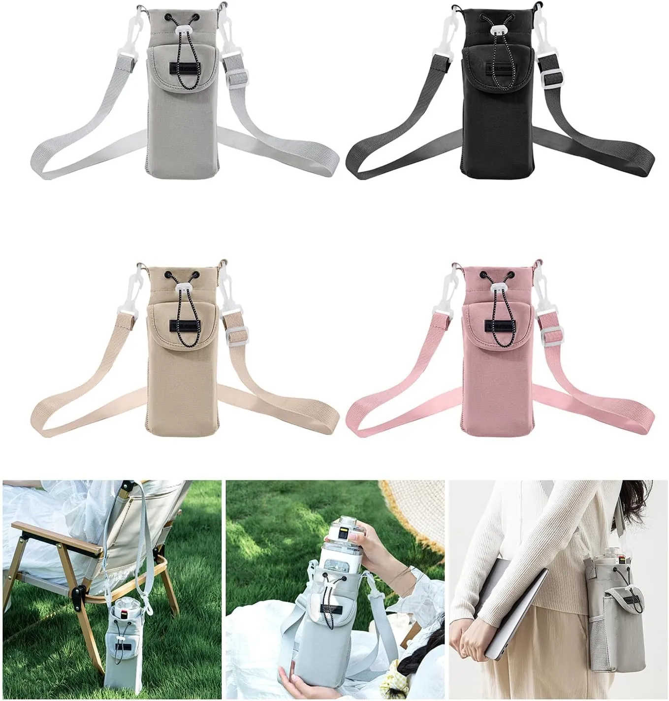 Crossbody Strap Water Bottle Holder Beverage Kettle Storage Bag Drinkware Carrying Case For Outdoor Sports