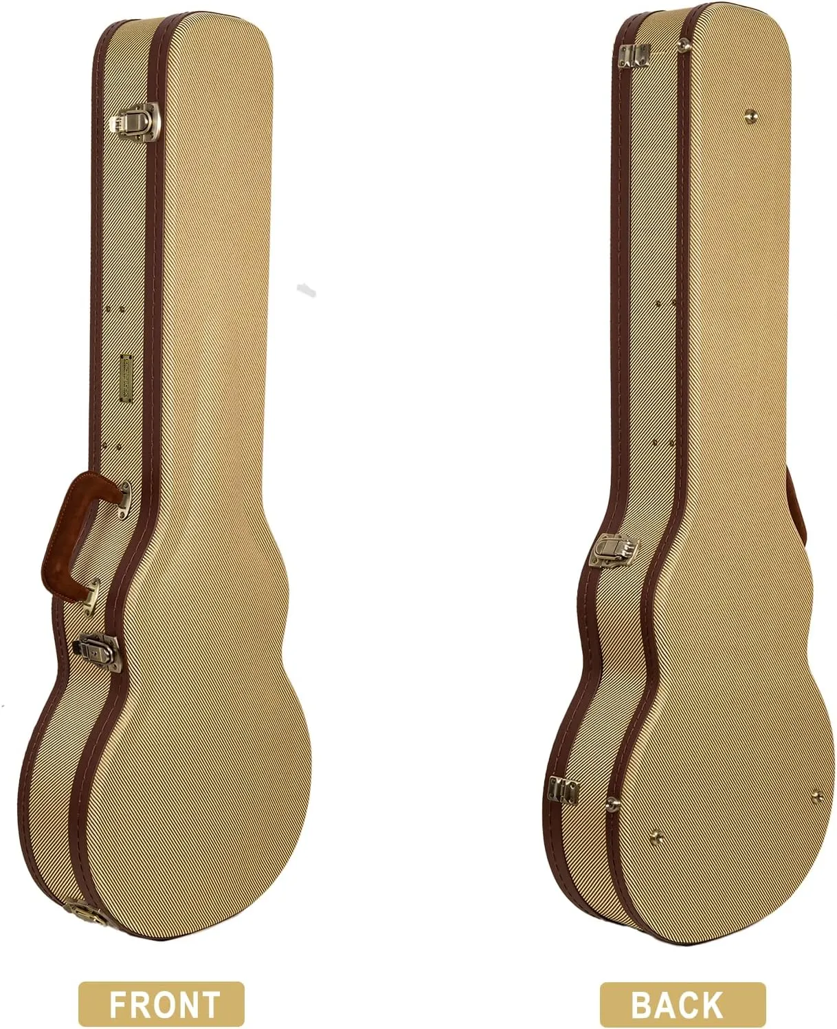 Crossrock Master Series Les Paul Electric Guitar Case | Classic Fabric Tweed Exterior, Re-Engineered Wooden Shell, Leather Handle & Deep Red Velvet Interior