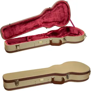Crossrock Master Series Les Paul Electric Guitar Case | Classic Fabric Tweed Exterior, Re-Engineered Wooden Shell, Leather Handle & Deep Red Velvet Interior
