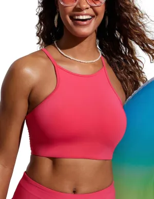 CRZ YOGA Women's Bikini Tops High Neck Swimsuit Racerback Padded Bathing Suit Sexy Swimwear