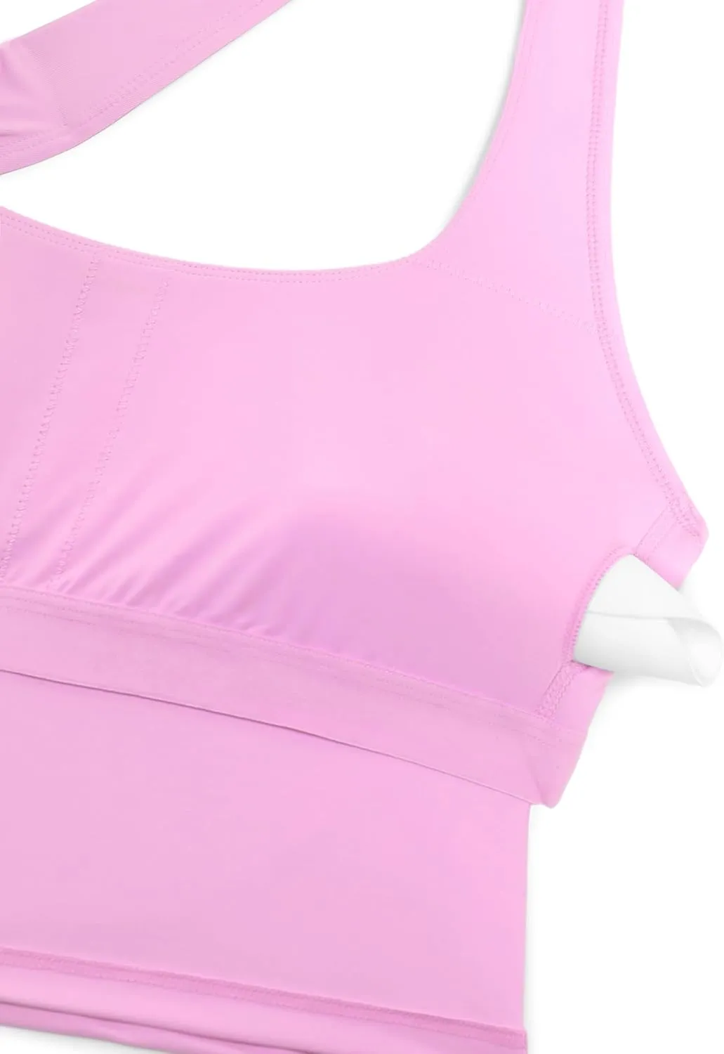 CRZ YOGA Womens Halter Bikini Tops Full Coverage Swim Bathing Suit Scoop Neck Backless Swimsuit Padded