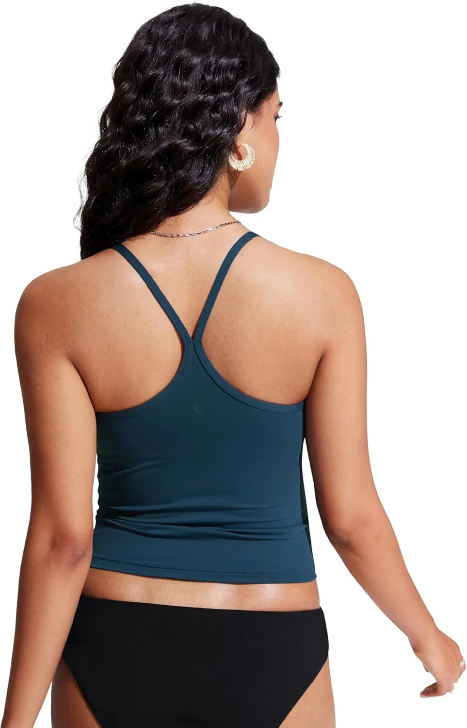 CRZ YOGA Womens Racerback Tankini Tops Scoop Neck Spaghetti Straps Bathing Suit Bikini Only Padded Crop Swim Tank