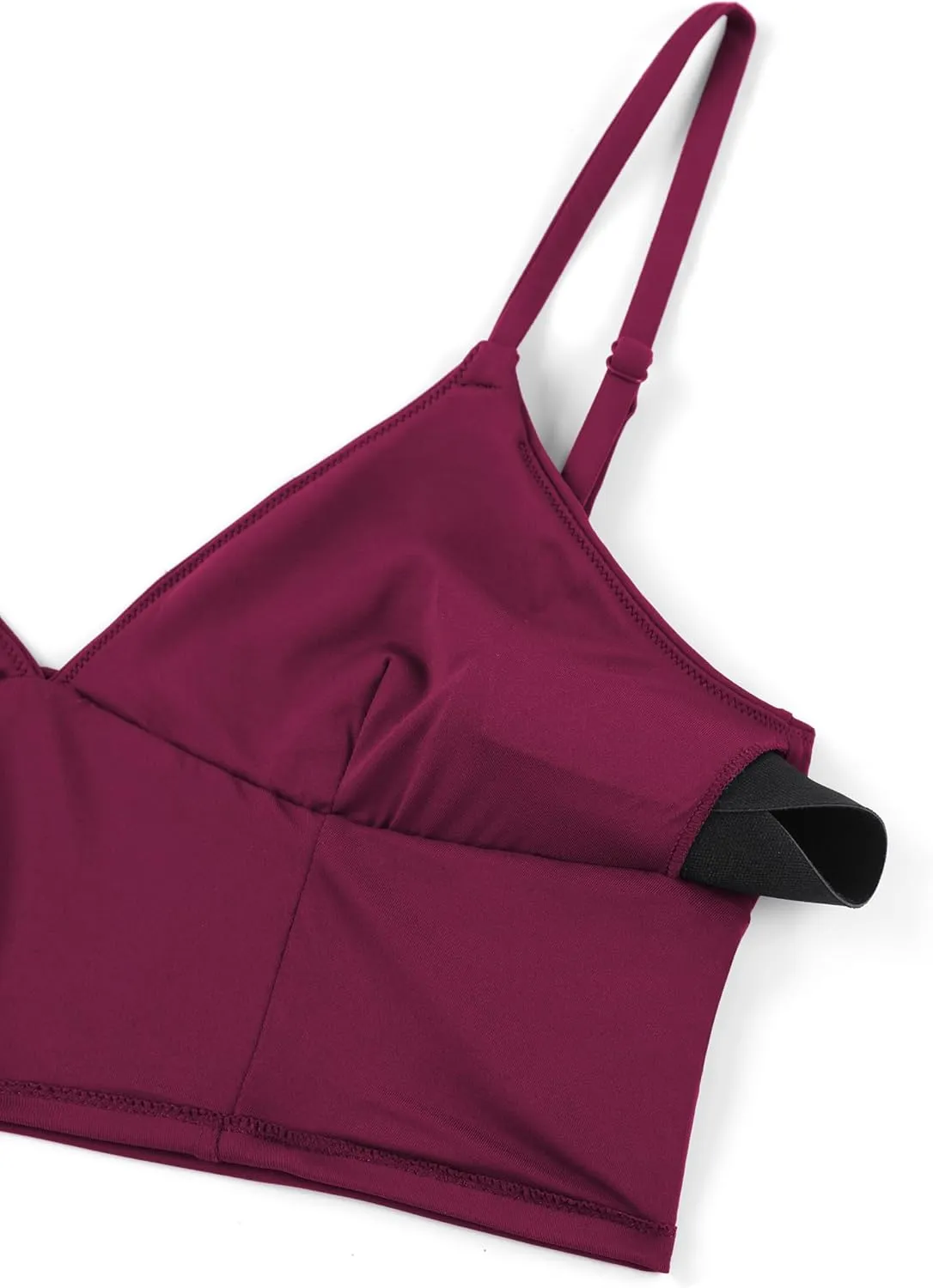 CRZ YOGA Womens V Neck Bikini Tops Adjustable Spaghetti Straps Bathing Suit Sexy Swimsuit Padded