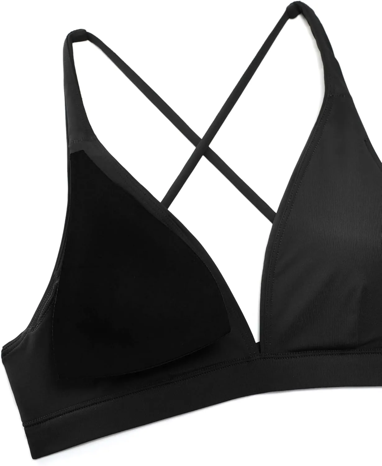 CRZ YOGA Womens V Neck Bikini Tops Criss Cross Back Sexy Swim Bathing Suit Bra Padded