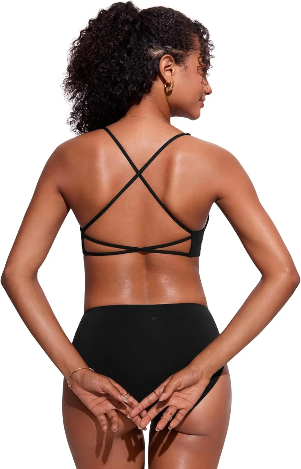 CRZ YOGA Womens V Neck Bikini Tops Criss Cross Back Sexy Swim Bathing Suit Bra Padded