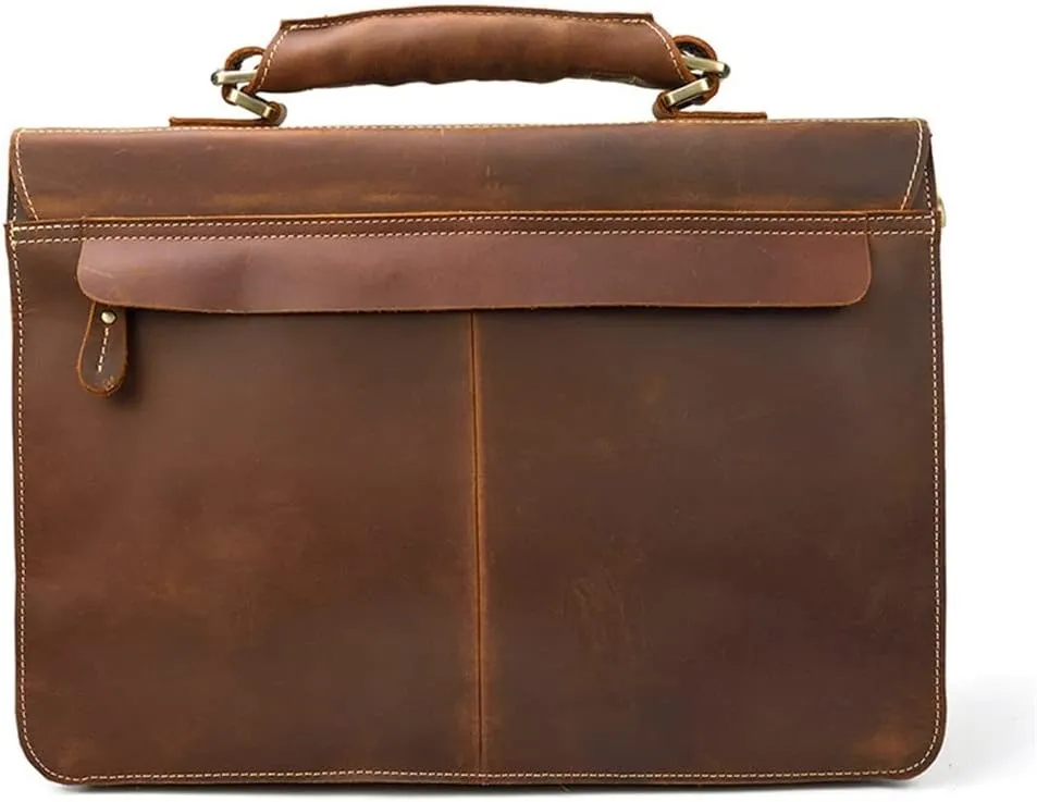 CSCDD Men's Leather Briefcase Europe And The United States Retro Handbag Compartment Shoulder Bag