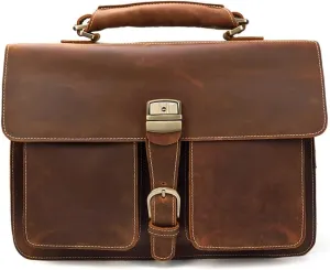 CSCDD Men's Leather Briefcase Europe And The United States Retro Handbag Compartment Shoulder Bag