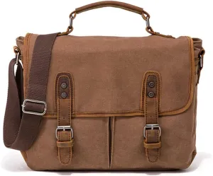 CSCDD Vintage Canvas Bag Cowhide Briefcase European And American Shoulder Cross Body Handbag