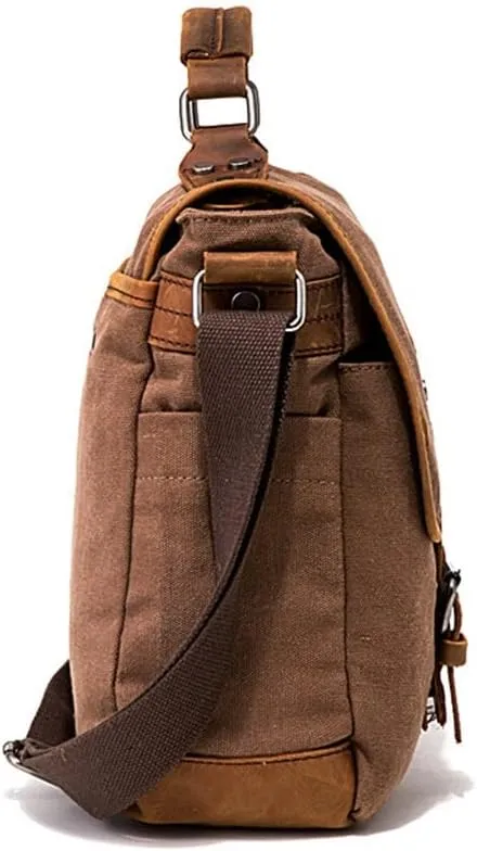 CSCDD Vintage Canvas Bag Cowhide Briefcase European And American Shoulder Cross Body Handbag