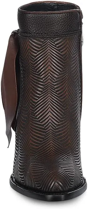 Cuadra Women's Genuine Leather Bootie with Decorative Fringe Brown 3F0PRS