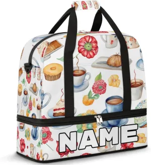 Cupcake Party Printed Custom Foldable Duffle Bag with Shoes Compartment Personalized Large Capacity Waterproof Travel Weekender Bag Overnight Bag for Sports Gym