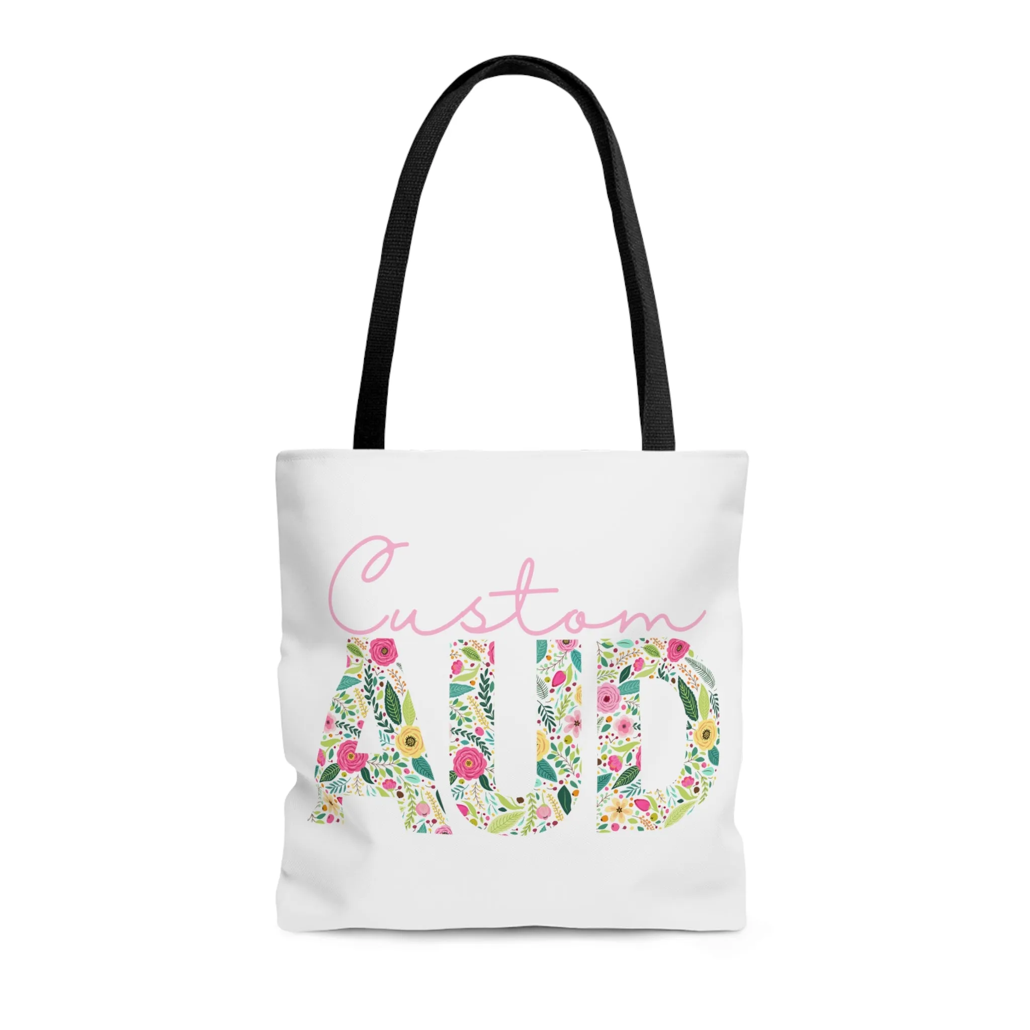 Custom Audiology Tote Bag, Retro Floral AUD Tote, 3 Sizes