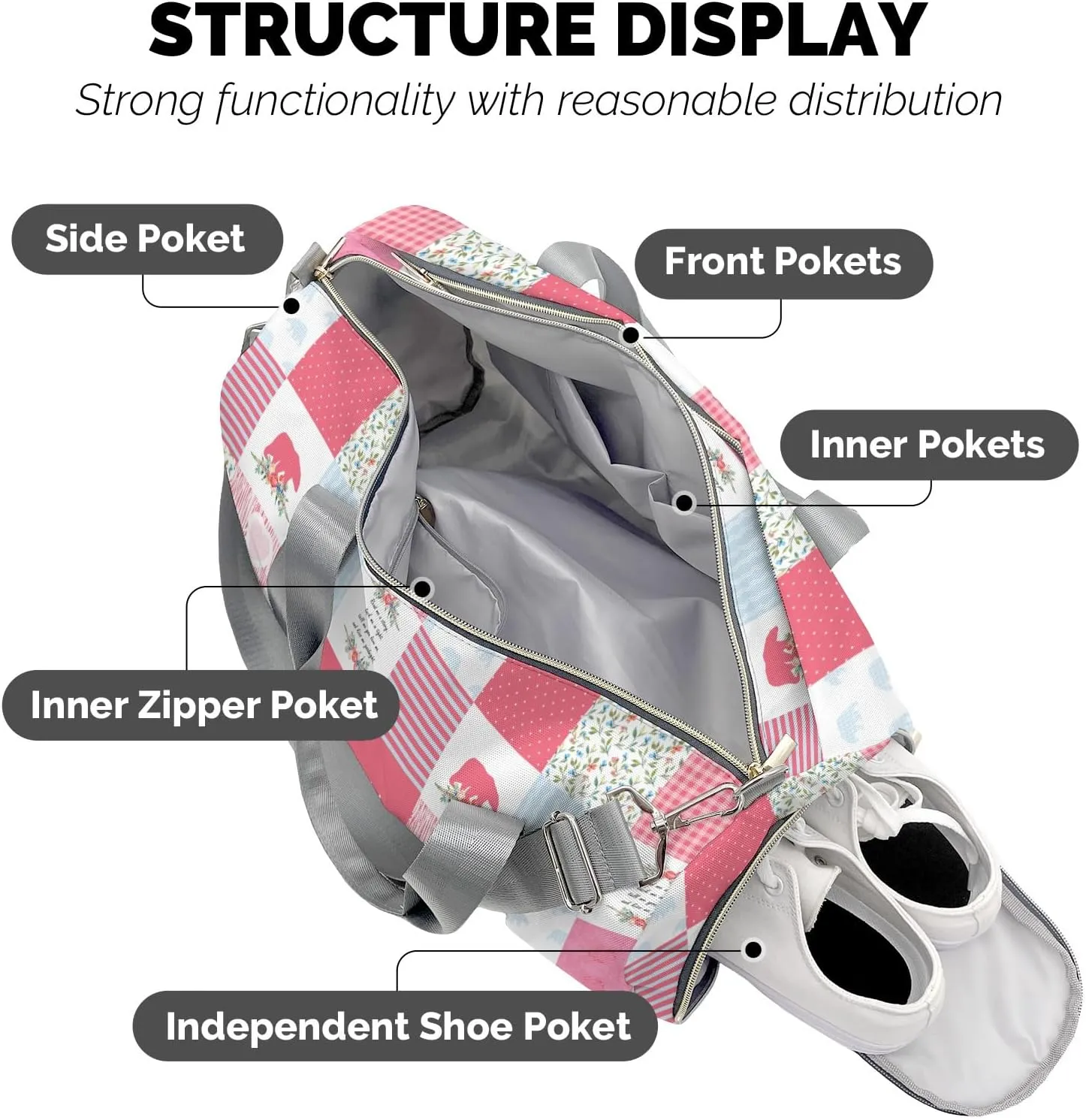 Custom Duffel Bag Wild One Bear Pink Green Adventure Awaits: Best Travel Bags for Hiking and Sports